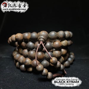 Black Kynam Agarwood Bracelet/Necklace/Mala/Prayer Beads from Vietnam Nha Trang, 8mm 41.1g 100% Sinking image 2