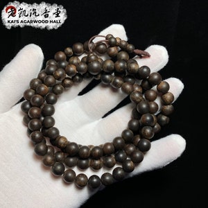 Black Kynam Agarwood Bracelet/Necklace/Mala/Prayer Beads from Vietnam Nha Trang, 8mm 41.1g 100% Sinking image 1