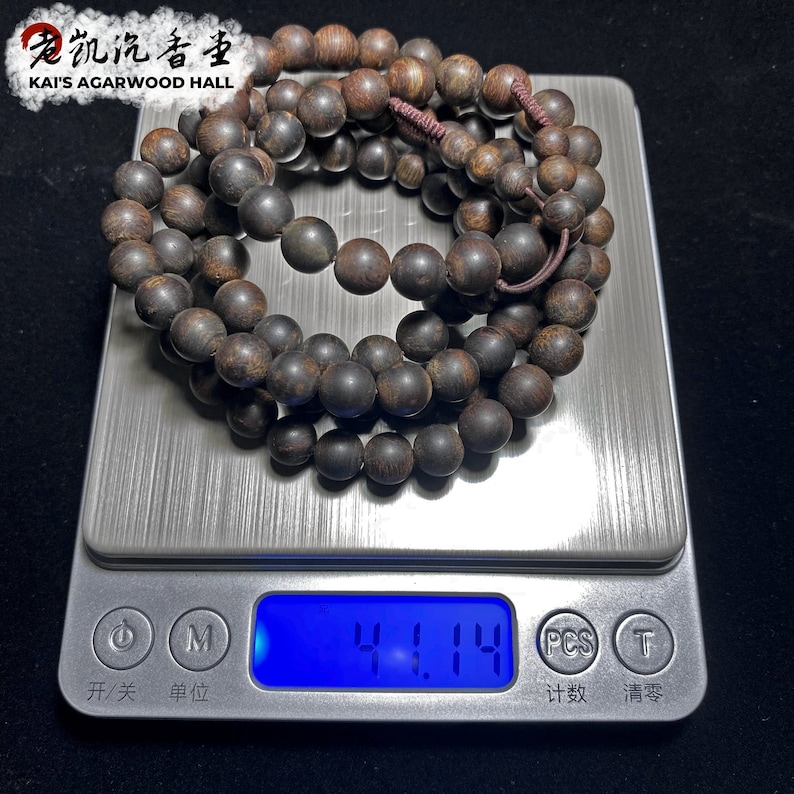 Black Kynam Agarwood Bracelet/Necklace/Mala/Prayer Beads from Vietnam Nha Trang, 8mm 41.1g 100% Sinking image 10