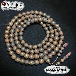Black Kynam Agarwood Bracelet/Necklace/Mala/Prayer Beads from Vietnam Nha Trang, 8mm 41.1g 100% Sinking image 3
