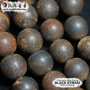 Black Kynam Agarwood Bracelet/Necklace/Mala/Prayer Beads from Vietnam Nha Trang, 8mm 41.1g 100% Sinking image 5