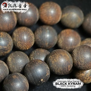 Black Kynam Agarwood Bracelet/Necklace/Mala/Prayer Beads from Vietnam Nha Trang, 8mm 41.1g 100% Sinking image 6