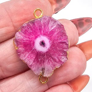 Natural Gemstone Connectors - Gemstone Bracelet Jewelry Connectors - Sliced Gemstone Pendants - Large Druzy Gemstone - Jewelry Supplies