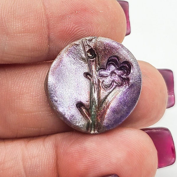 Metallic Flower Poly Clay Charm - Handmade Poly Clay Charms - Purple Flower Charms - Polymer Clay Pendants - Little Flower Charms - Beading