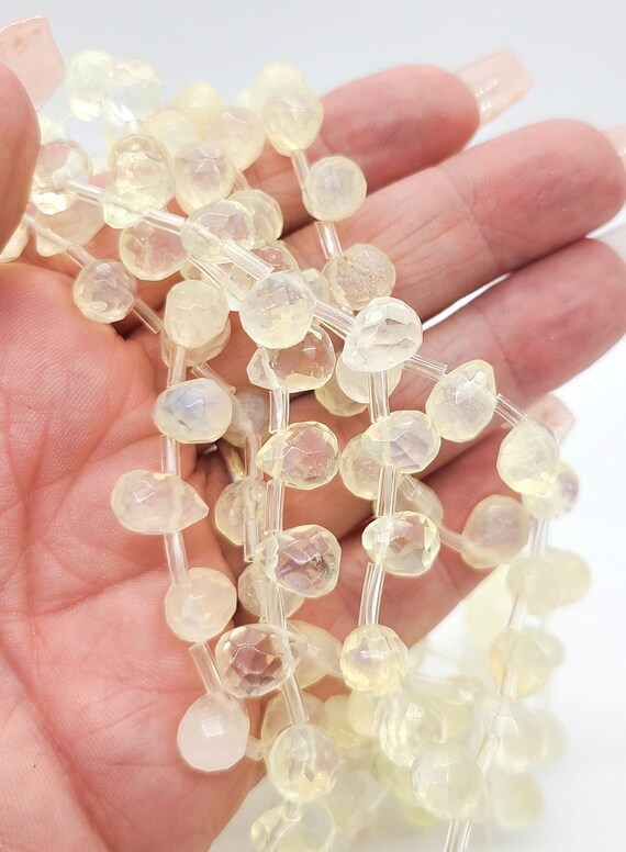 Faceted Crystal Drop Beads Yellow Facted Drop Beads Vintage