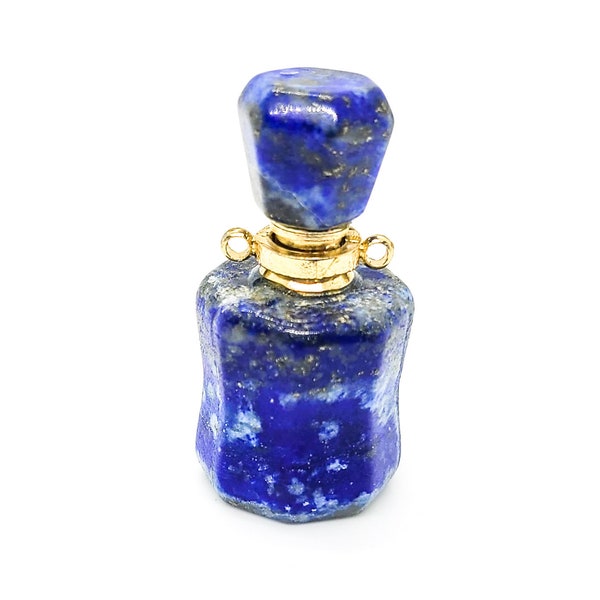 Gemstone Lapis Perfume Bottle - Perfume Necklace Pendants - Gemstone Pendants - Natural Stone Pendants - Essial Oil Bottles - LuxiesAndCo