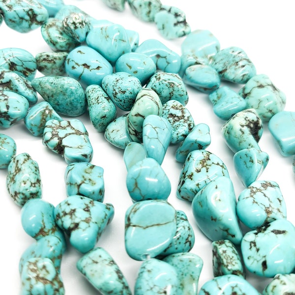 Turquoise Nugget Beads - Turquoise Spacer Beads - Natural Turquoise Beads - 12 MM Turquoise Beads - Large Stone Nugget Beads - LuxiesAndCo