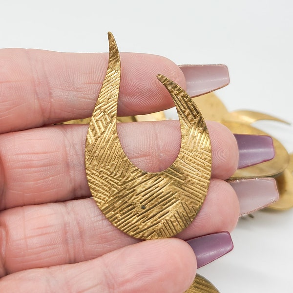 Vintage Brass Components - Solid Brass Stamping - Gold Brass Pendants - Textured Brass Pendant - Unique Brass Pendants - Beading Supply