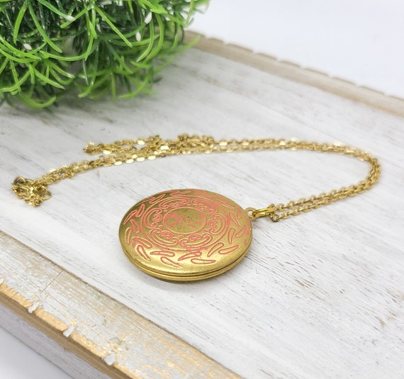 Gold Circle Locket Necklace Gold Brass Trinket Locket Women s