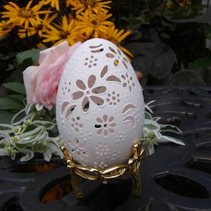 Hand Carved Lace Goose Egg Decorated Goose Egg Carved Unique Gift Handcrafted Carved Goose Egg Shell Handmade exclusive shell Eggs Art