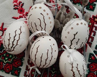 Hand Painted Easter Eggs, Natural Chicken Egg, Easter Tree Decoration