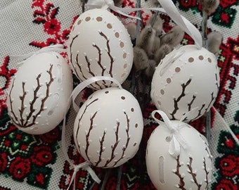 Easter eggs, Hand Painted chicken  eggs, Handmade Easter decor, Easter tree decoration,