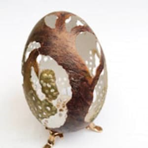 Carved Goose Eggshell Unique Gift &quot;The Celtic Tree of Life&quot;Decorated Goose Egg Hand painting Eggs Eggs Art
