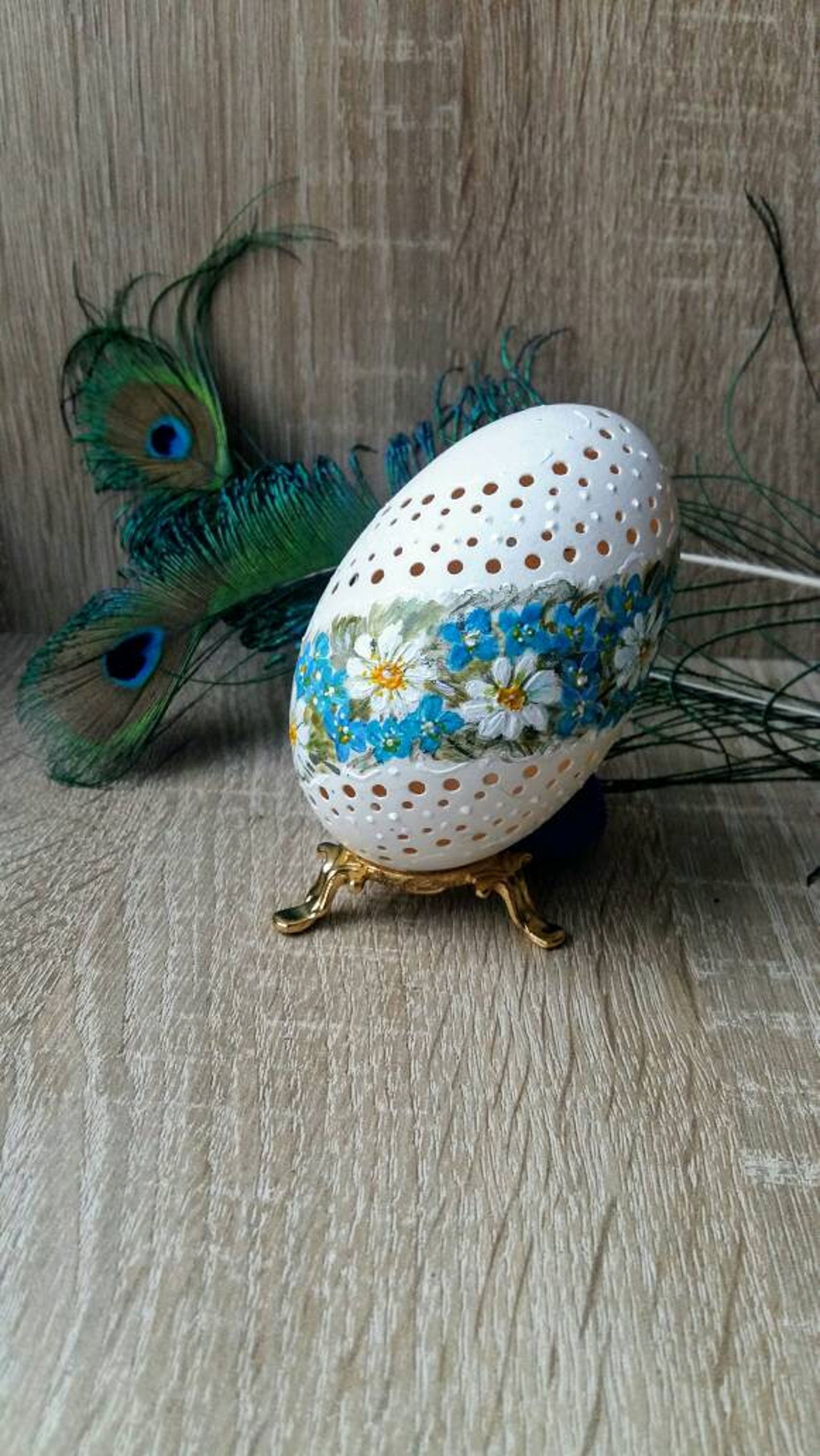 Painted Goose Egg Hand Carved Unique Gift Decorative Eggs Etsy
