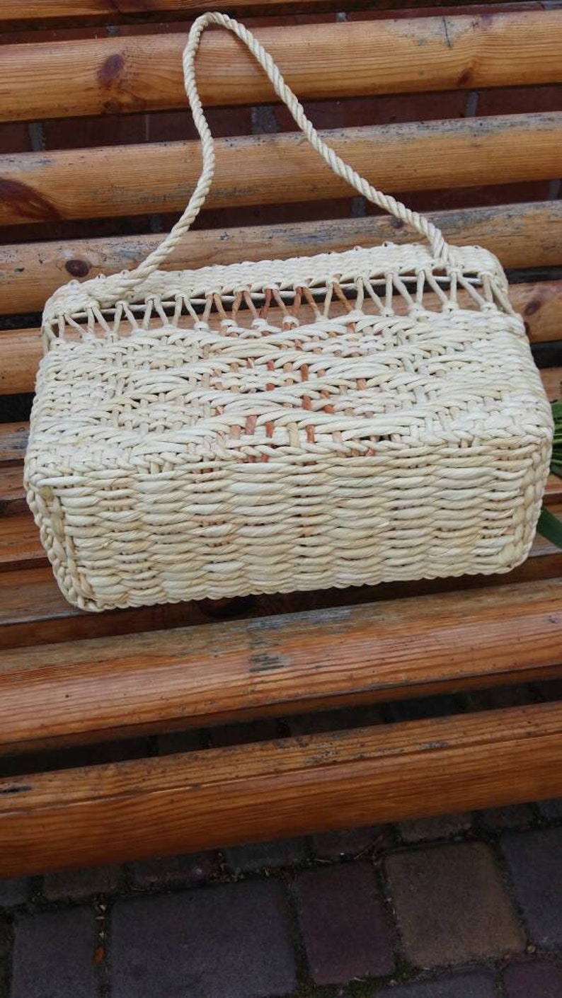 Woven Corn Husk Straw Boho Bag Summer Picnic BasketBeach Etsy