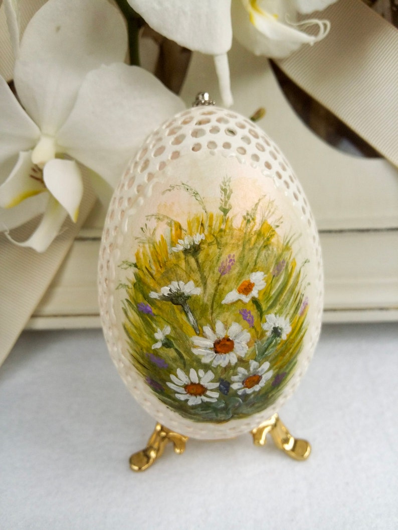 Painted Goose Egg Hand Carved Unique Gift Decorative Eggs Etsy