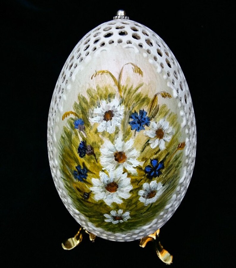 Painted Goose Egg Hand Carved Unique Gift Decorative Eggs Etsy