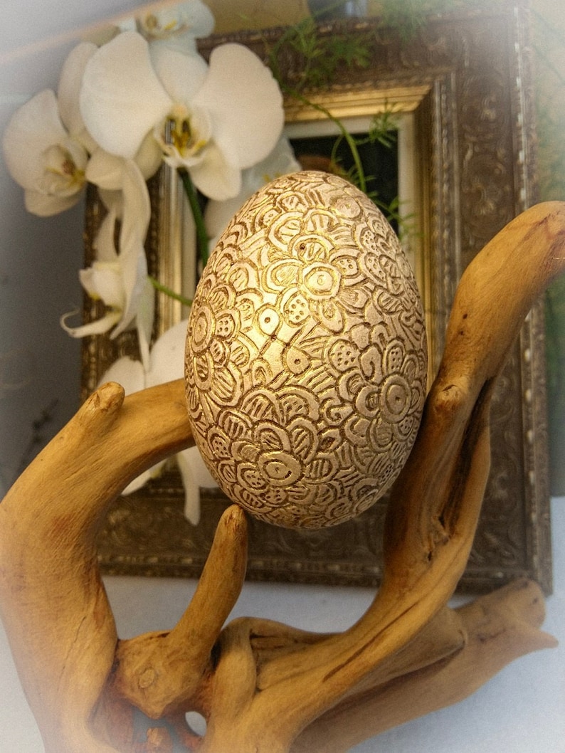 Goose Shell Egg Carved Unique Gift Scythian Gold Etsy