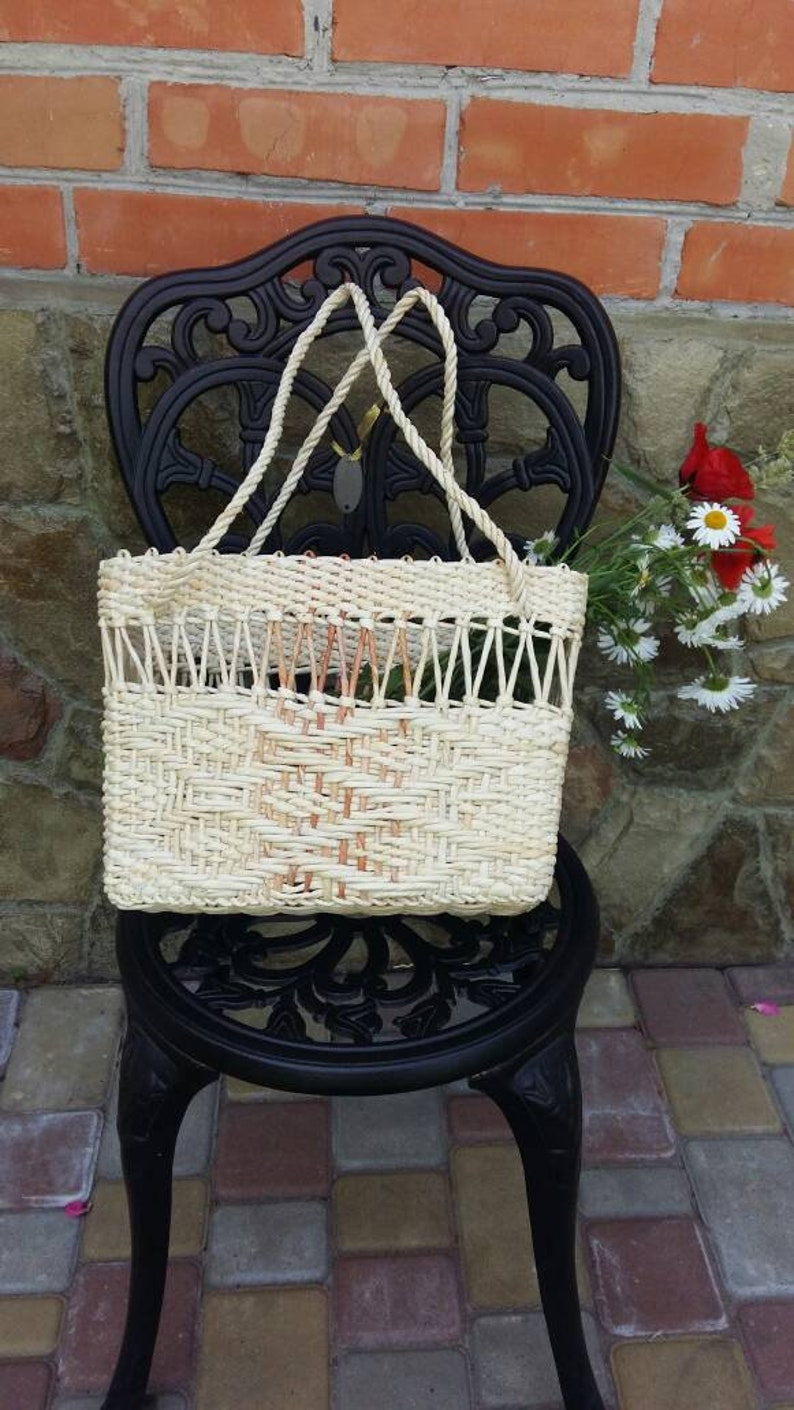 Woven Corn Husk Straw Boho Bag Summer Picnic BasketBeach Etsy