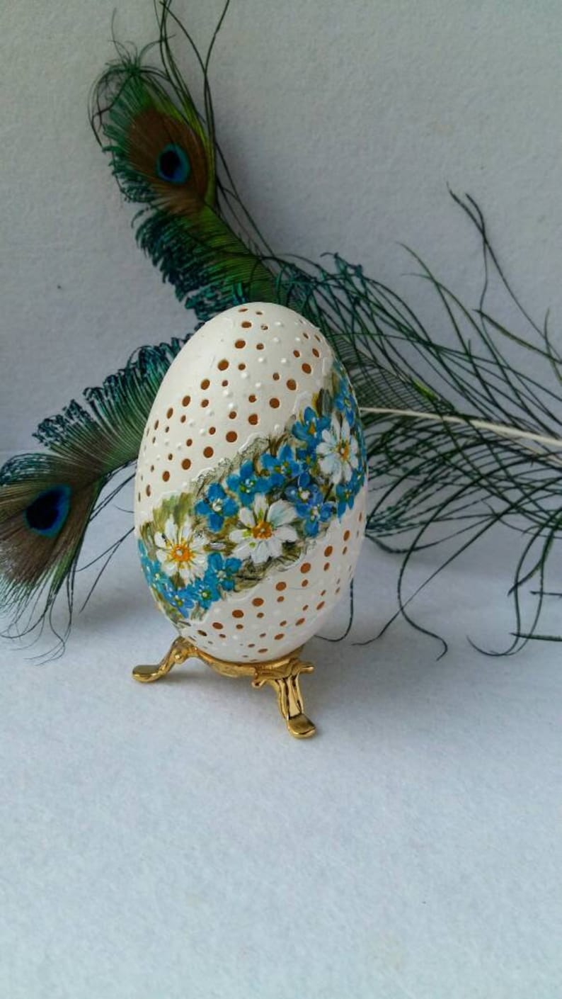 Painted Goose Egg Hand Carved Unique Gift Decorative Eggs Etsy