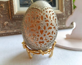 Decorated goose egg, Carved goose egg "The Victorian love", handpainted egg, Lace egg, Exclusive easter egg, Carved egg shells,Egg shell art