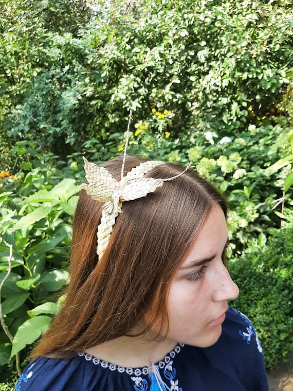Hair Hoop Assesory, Hair Headdben With Butterfly, Straw Halo 