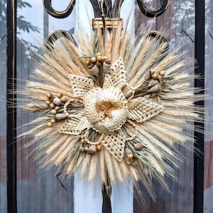 Outdoor decoration,Straw decoration, wall ornaments, weaving rуe straw, Ukrainian straw gift, Christmas decor, Dried woven wall art