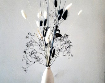 Black and white bouquet,Lagurus, lunaria, gypsophila,