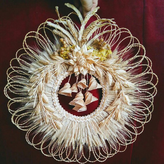 Front Door Wreathstraw Ornament Decoration Wall Etsy