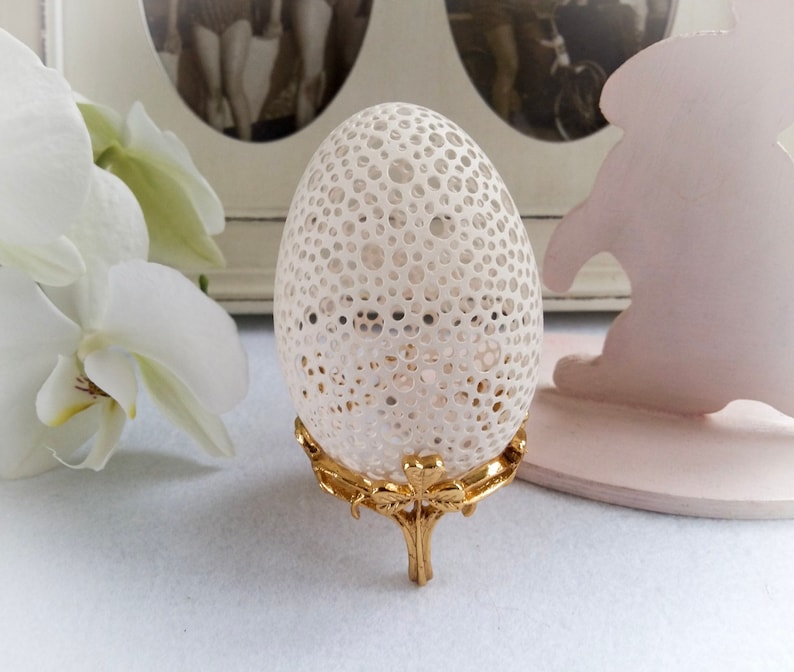Handcrafted Carved Goose Egg Ornament, Lace Eggshell Art - Etsy