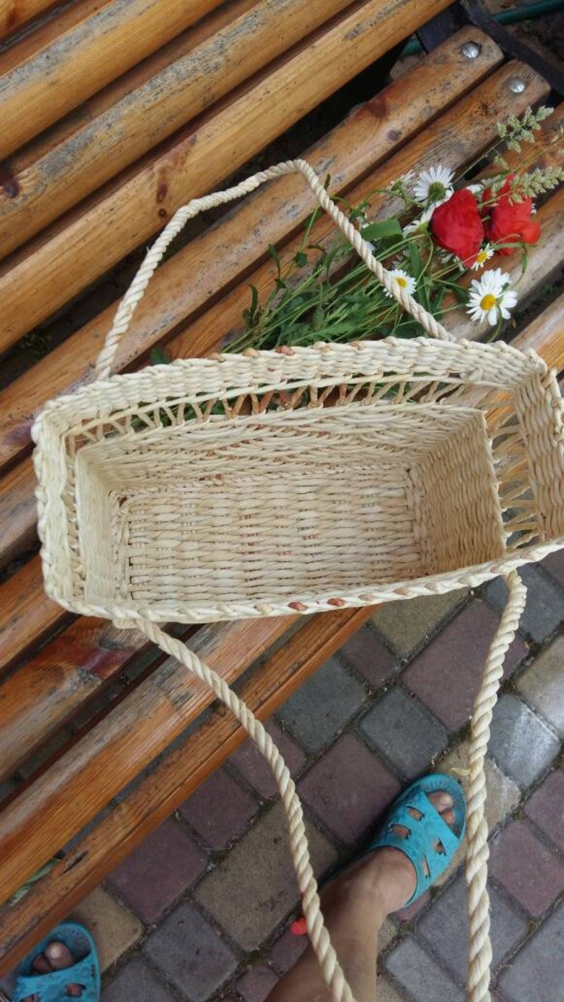 Woven Corn Husk Straw Boho Bag Summer Picnic BasketBeach Etsy