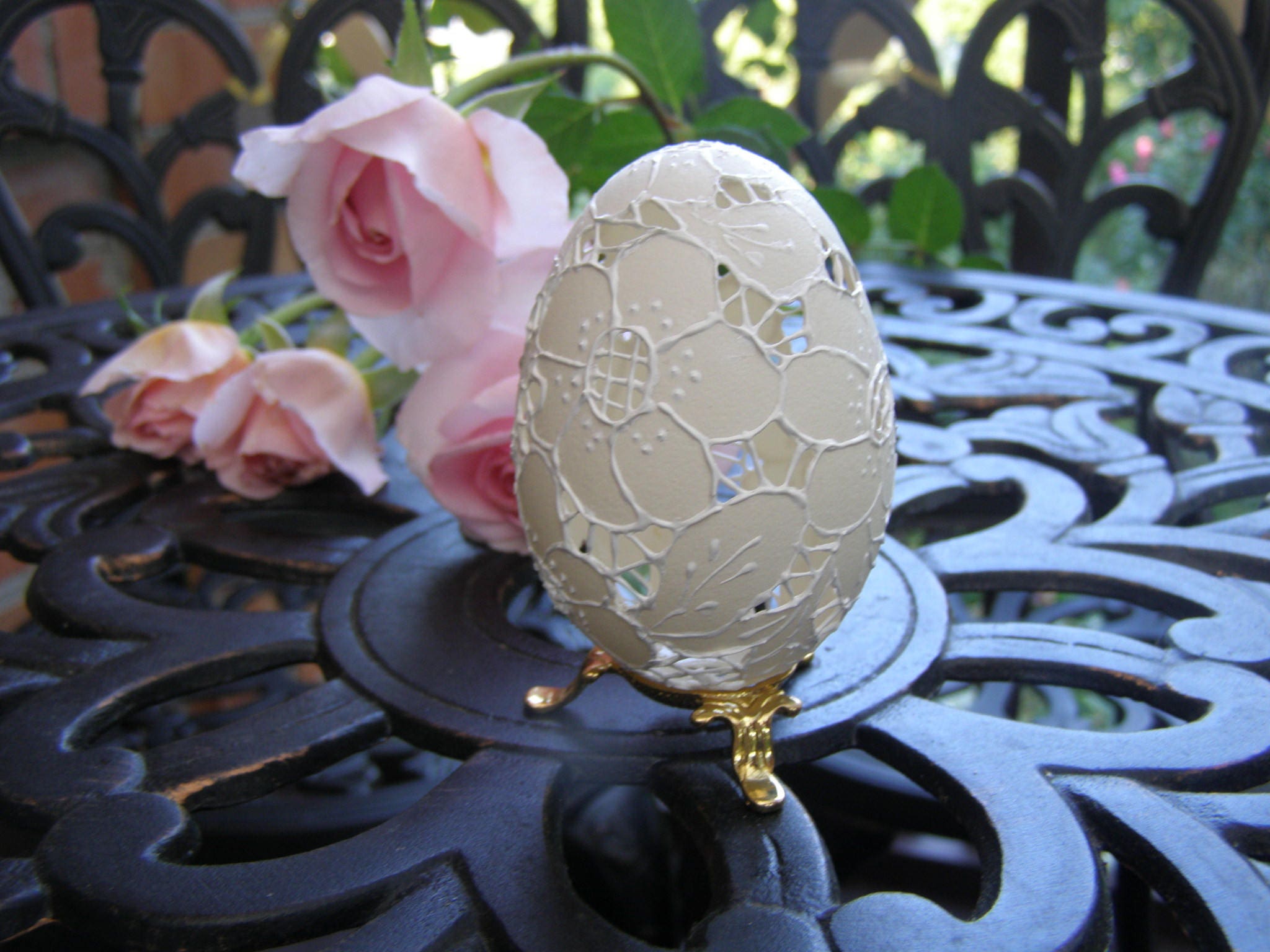 Decorated Goose Egg Carved Unique Gift Handcrafted Egg Etsy