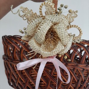 Straw Wheat flower, Straw Woven flower, Baskets decoration, Boutonniere, Unique flowers from straw, Corn Dolly, Mothers Day gift zdjęcie 3