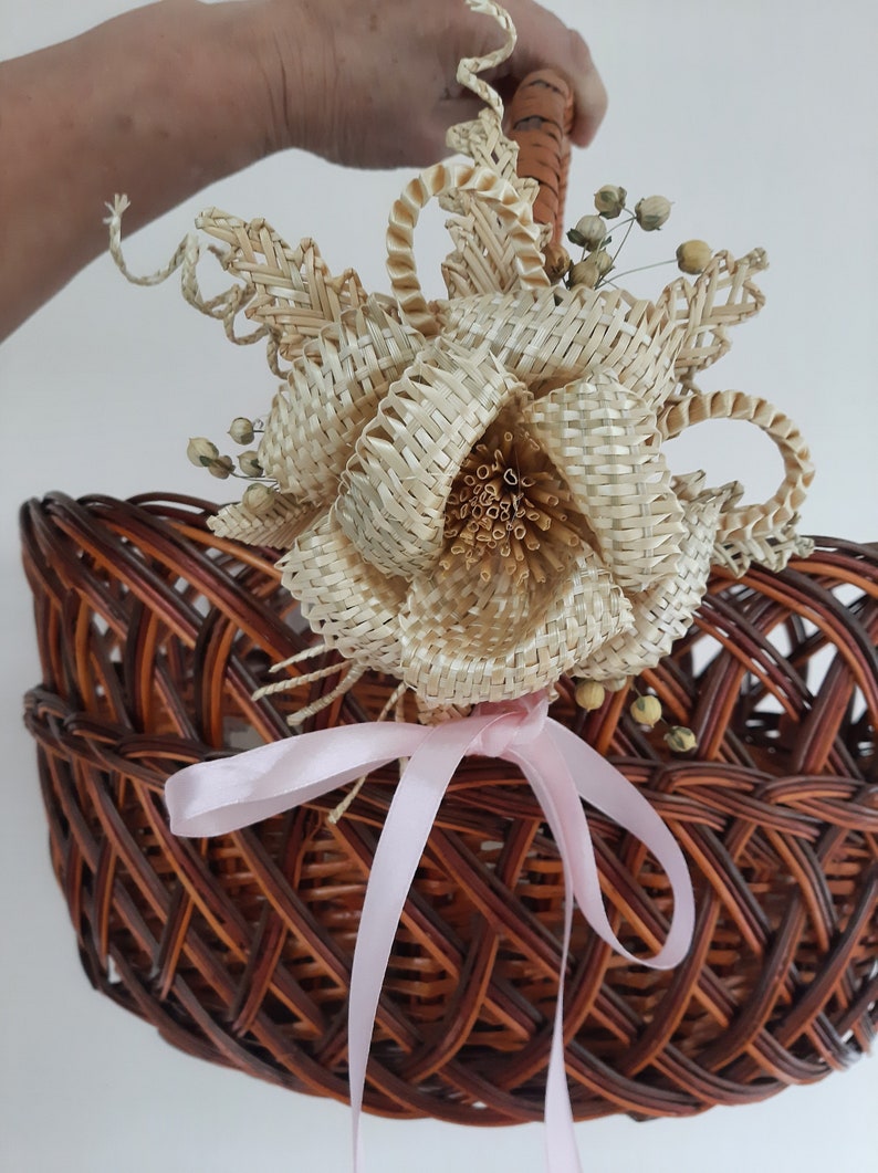 Straw Wheat flower, Straw Woven flower, Baskets decoration, Boutonniere, Unique flowers from straw, Corn Dolly, Mothers Day gift zdjęcie 3