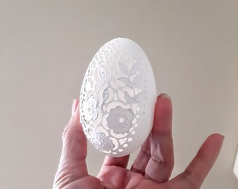 Carved Goose  Egg Shell Unique Gift Handcrafted Eggs Handmade Exclusive Gift Egg Art Home Decor Decorated Egg