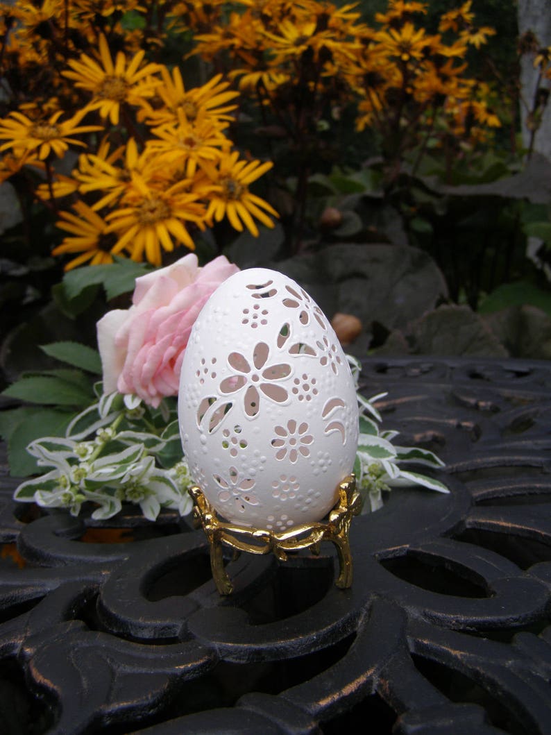 Hand Carved Lace Goose Egg Decorated Goose Egg Carved Unique Etsy