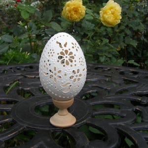 Hand Carved Lace Goose Egg Decorated Goose Egg Carved Unique Gift Handcrafted Carved Goose Egg Handmade Exclusive Egg Shell Ornament