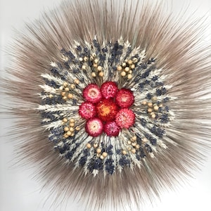 Handmade Summer Door Wreath, Dried Flowers, Barley, Lavender, Rustic Decor
