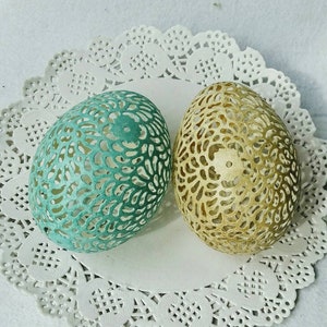 Two Hand Carved Floral Lace Goose eggs, Two Egg For Your Basket,Egg Art, Egg Ornament,  Pysanky, Easter gift