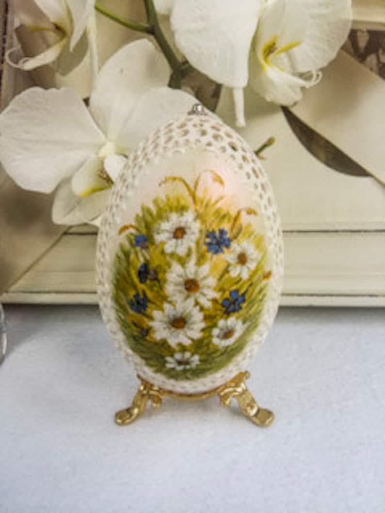 Painted Goose Egg Hand Carved Unique Gift Decorative Eggs Etsy