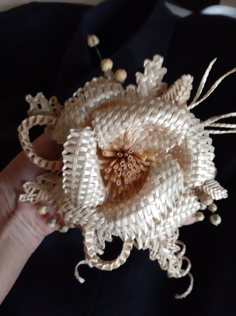 Straw Wheat flower, Straw Woven flower, Baskets decoration, Boutonniere, Unique flowers from straw, Corn Dolly, Mothers Day gift zdjęcie 5