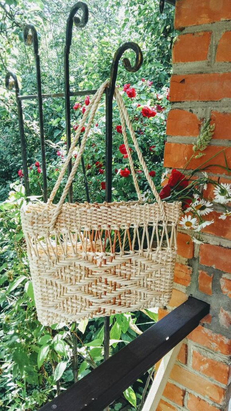 Woven Corn Husk Straw Boho Bag Summer Picnic BasketBeach Etsy