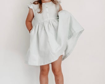 Girl Linen Dress, Linen Dress, Baby Linen Dress, Linen Girl Dress, Linen Clothing Girl, Linen Dress With Short Sleeves, Pinafore Dress