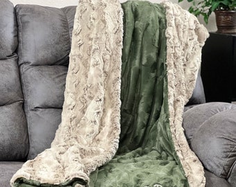 Personalized Wild Rabbit Minky and You Choose Luxury Minky - Large Throw Blanket - Birthday & Anniversary Gifts, Name Gift