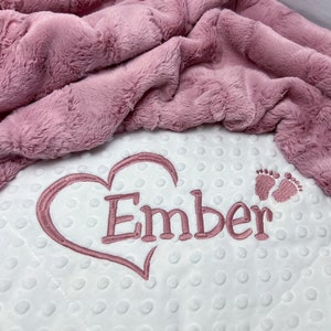 Personalized Baby Blanket, Woodrose Minky or You Choose Minky Color, Newborn Girl Gift, Baby Shower Gift
