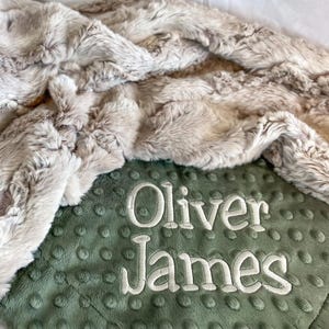 Personalized Wild Rabbit Minky and You Choose the Dimple Minky Baby Blanket, Newborn Baby Shower Gift