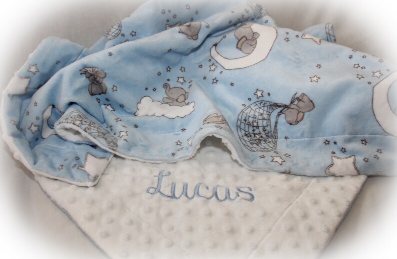 Elephant Baby Blanket Baby Boy Gift Personalized Blue Etsy