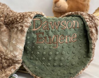 Personalized Baby Blanket Woodland Fawn Minky and You Choose the Dimple Minky Baby Blanket, Newborn Baby Shower Gift, Deer Nursery