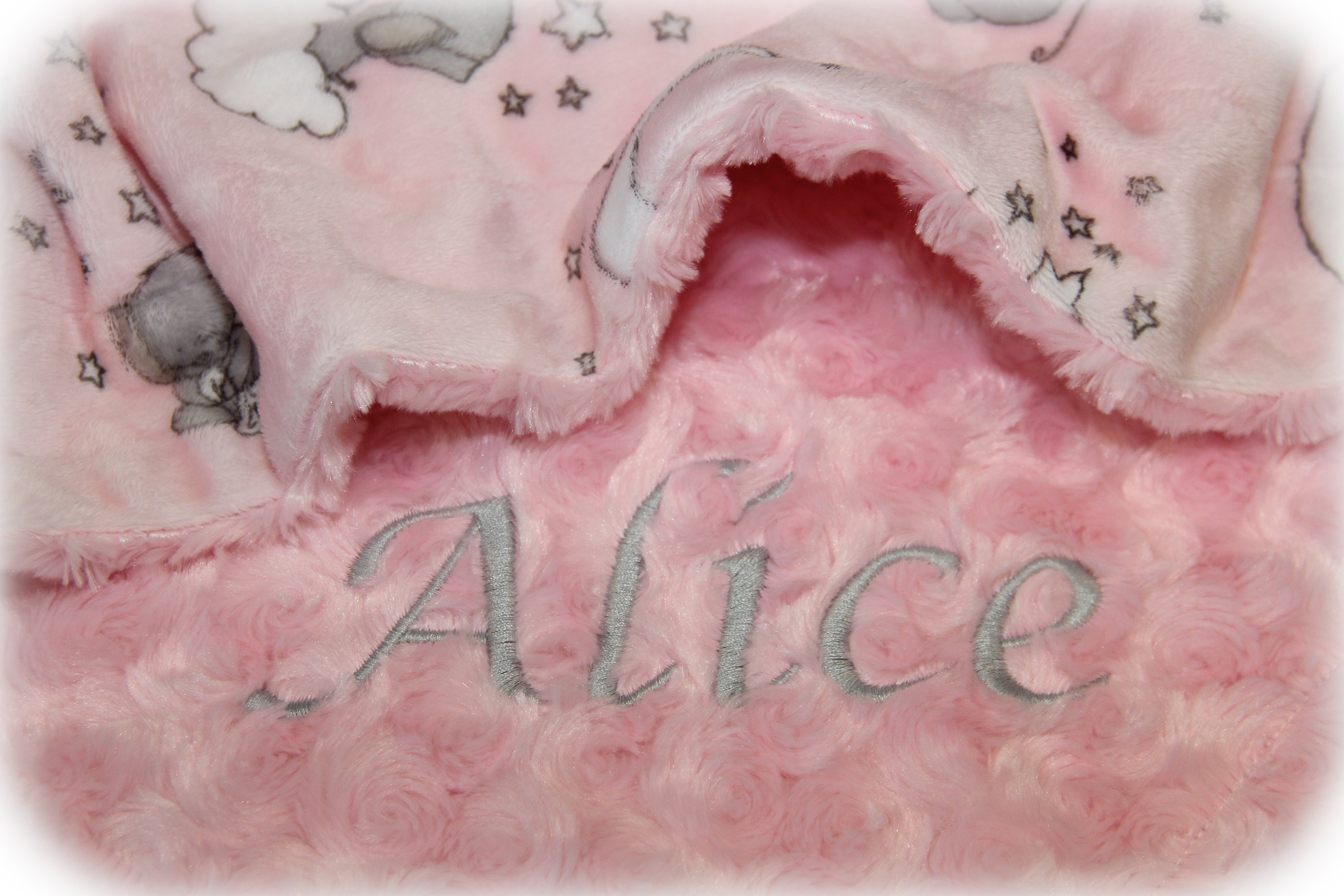 Personalized Baby Girl Blanket Elephant Baby Blanket Girl Etsy