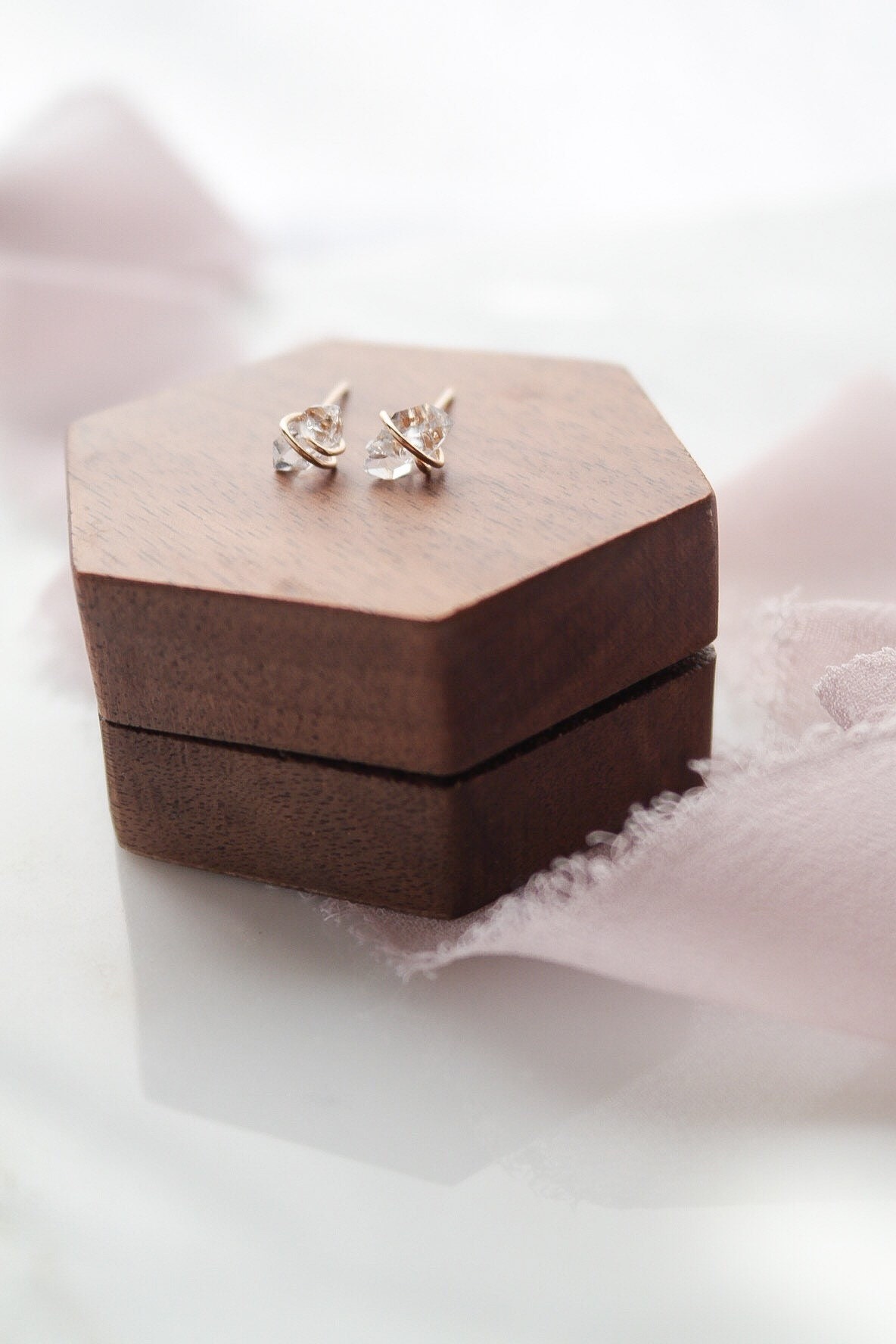 Herkimer Diamond April Birthstone Petite Minimalist Hoop Earrings Sterling Silver